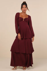 Tier to Enchant Black Long Sleeve Tiered Maxi Dress