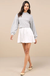 Serene Sweetness Heather Grey Layered Sweatshirt Mini Dress