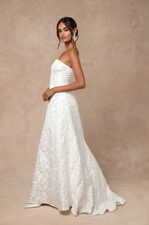 Tressa White Floral Jacquard Strapless Maxi Dress