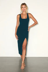 Sultry Elegance Wine Red Cutout Bodycon Midi Dress