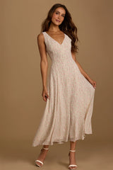 Your Only Darling Lavender Floral Print Sleeveless Midi Dress