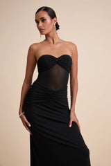 Ursella Black Mesh Strapless Maxi Dress