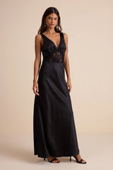 Toulouse Rusty Rose Satin Lace Maxi Dress