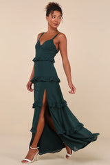 Sincerely Poised Light Blue Backless Bustier Tiered Maxi Dress