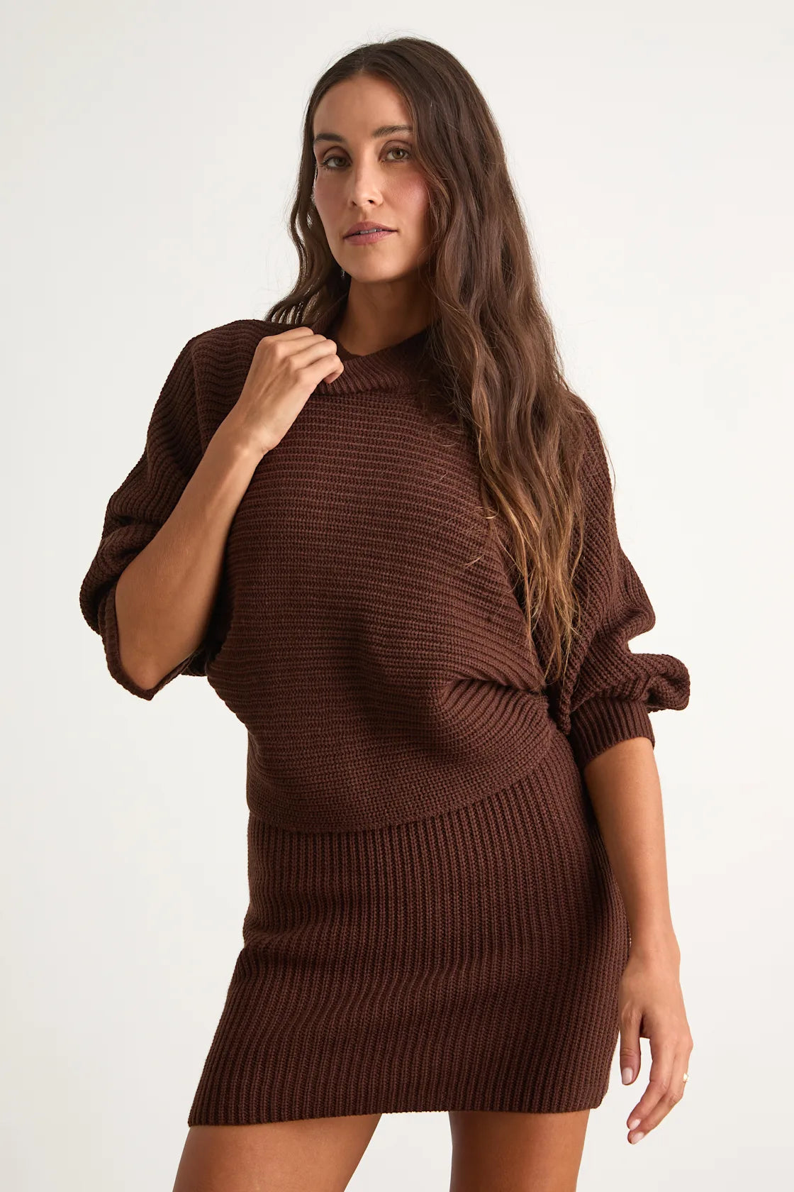 Toasty Times Dark Olive Long Sleeve Two-Piece Sweater Dress