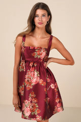 Unbelievably Lovely Pink Floral Babydoll Empire Waist Mini Dress