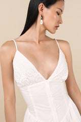 Zahrah Navy Eyelet Embroidered Button-Front Midi Dress