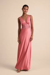 Toulouse Rusty Rose Satin Lace Maxi Dress