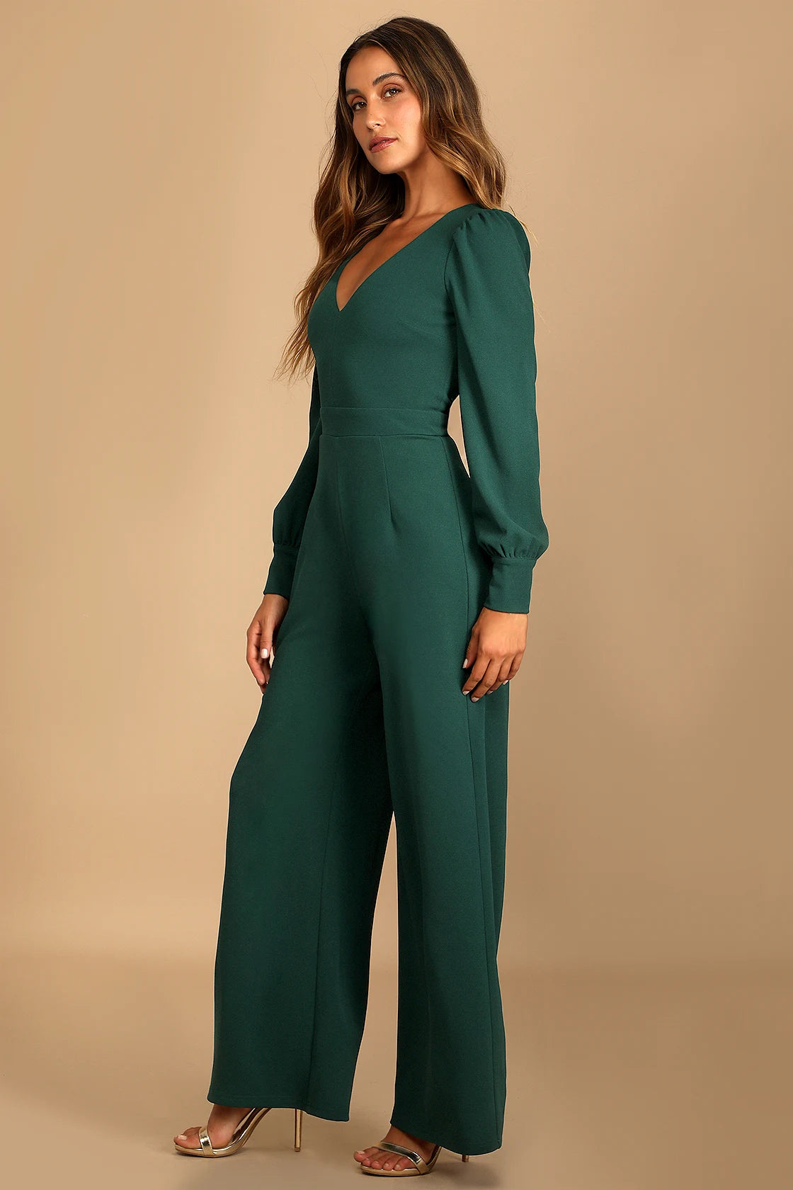 Celebrating Romance Black Long Sleeve Wide-Leg Jumpsuit