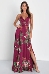 Still the One Blue Multi Floral Print Satin Maxi Dress