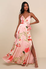 Still the One Blue Multi Floral Print Satin Maxi Dress