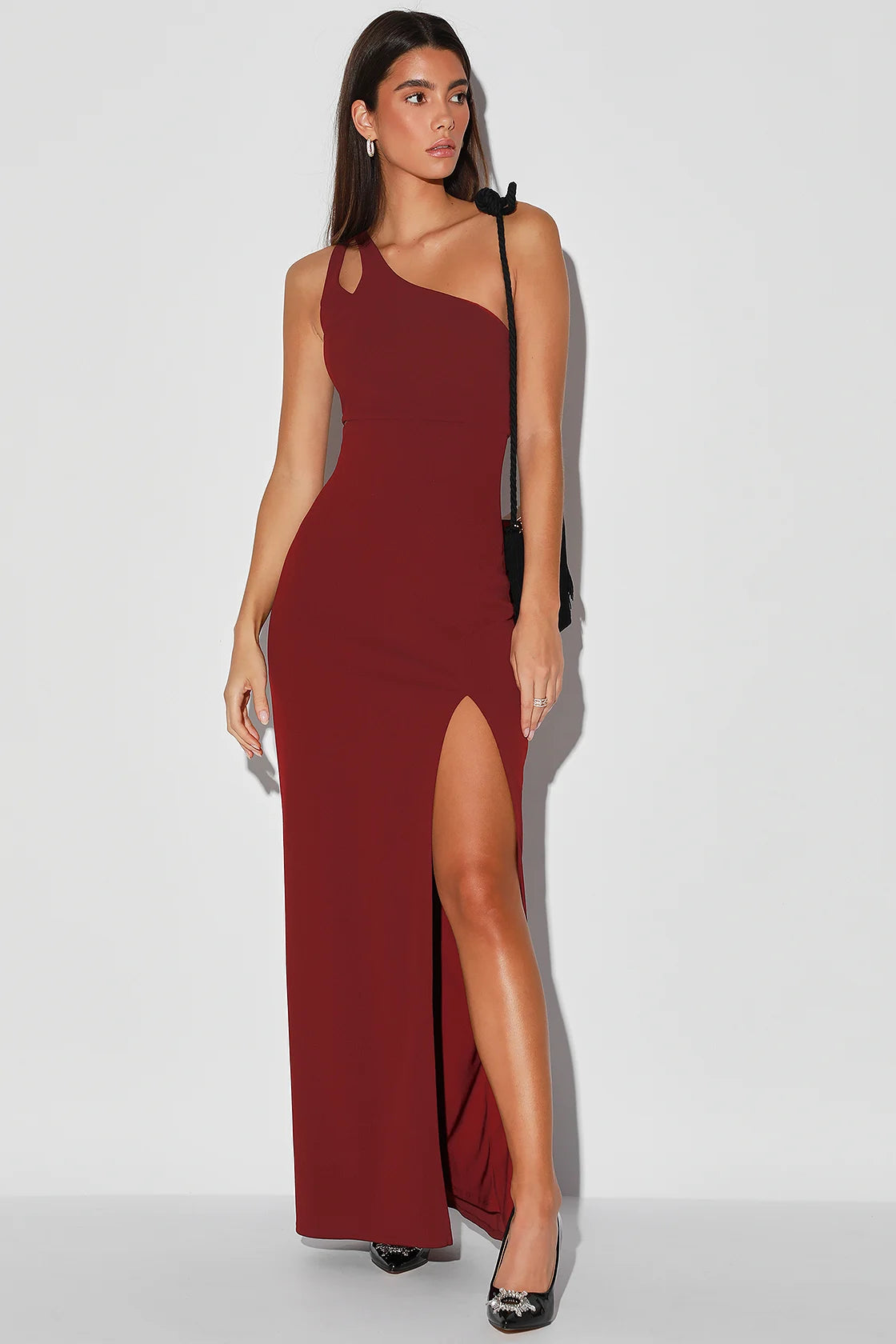 Simply Beautiful Hot Pink One-Shoulder Cutout Maxi Dress