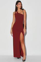 Simply Beautiful Hot Pink One-Shoulder Cutout Maxi Dress