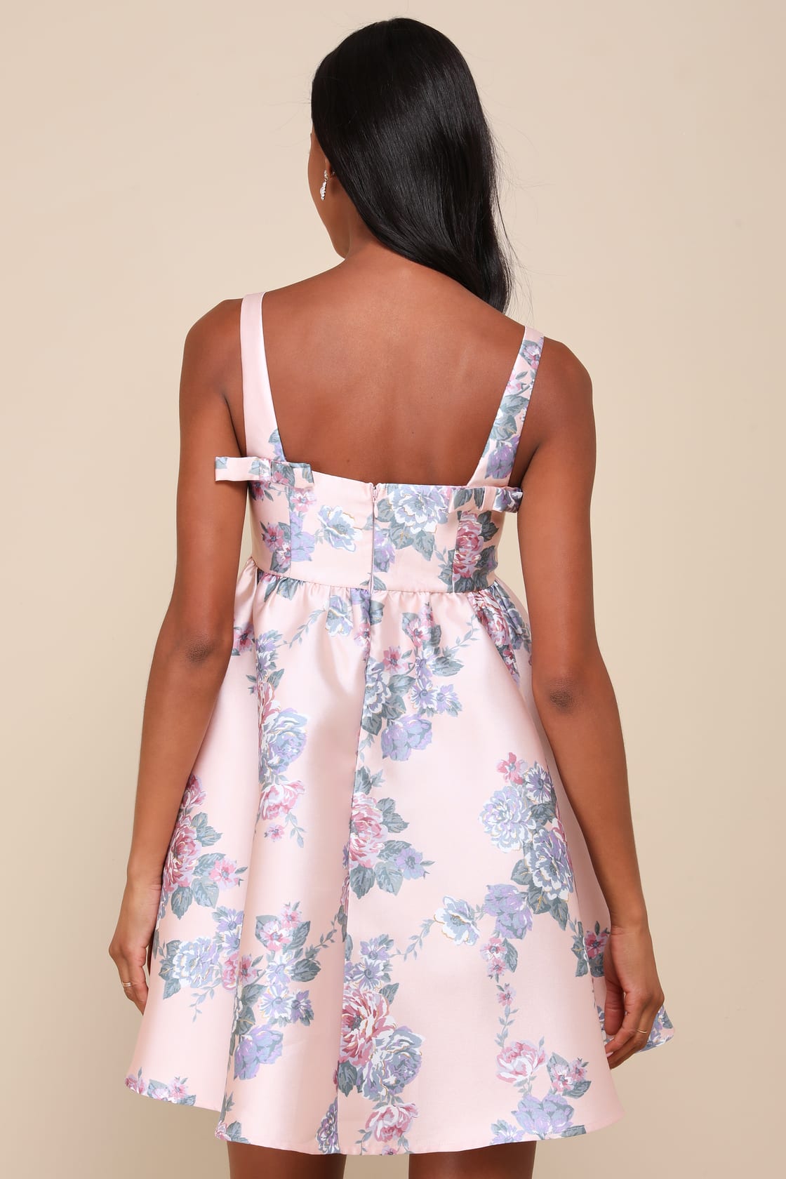 Unbelievably Lovely Pink Floral Babydoll Empire Waist Mini Dress