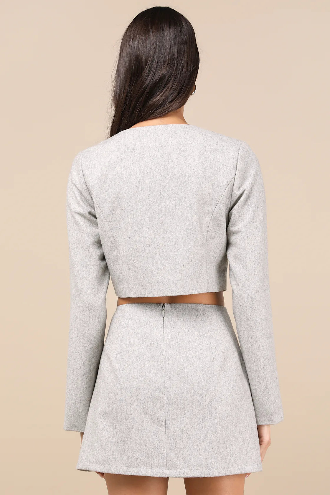 Preppy Pursuit Heather Grey Two-Piece Long Sleeve Mini Dress